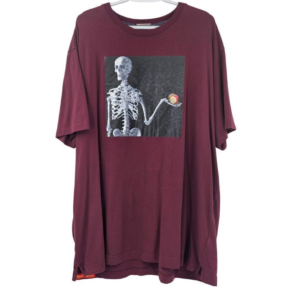 Robert Graham Skeleton Graphic Tee T-Shirt Burgundy Men’s Size 2XL Short Sleeve